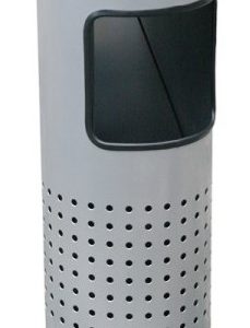 Bote con cenicero, punzonado, de acero inoxidable.