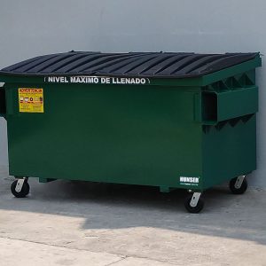 Contenedor metálico de carga frontal para basura con capacidad de 1.5 m3